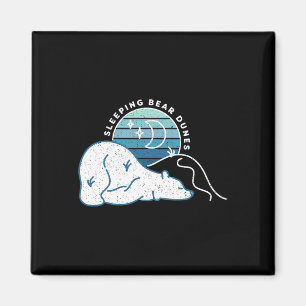 Minimal sömnbjörn Dunes Retro Sunset Michigan Magnet