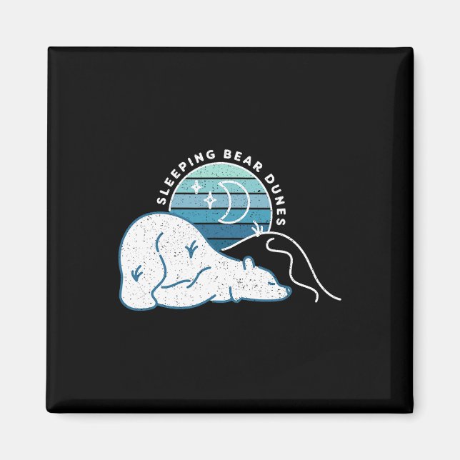 Minimal sömnbjörn Dunes Retro Sunset Michigan Magnet (Framsidan)