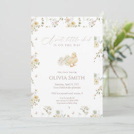 Minimal Söt Liten Kyckling Baby Shower Inbjudningar