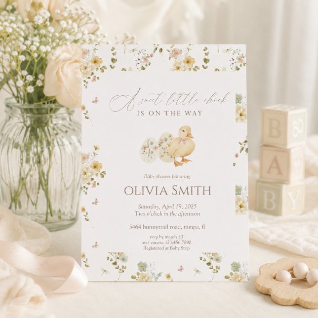 Minimal Söt Liten Kyckling Baby Shower Inbjudningar (Skapare uppladdad)