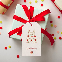 minimal söt röd äpple babblåda Vattenfärg Presentetikett