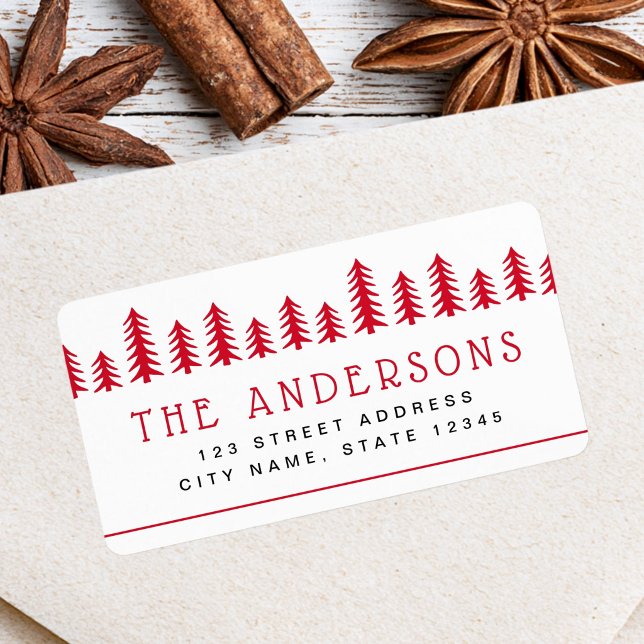 Minimal söta julgran jul returadress adressetikett (Minimal cute Christmas tree holiday return address Label)