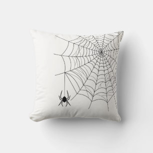 Minimal spindelnät och hängande spindel Halloween Kudde