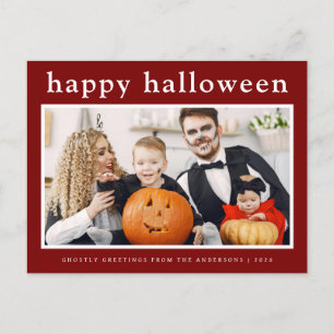 Minimal Spooky Happy halloween-familjens 1-foto Helg Vykort