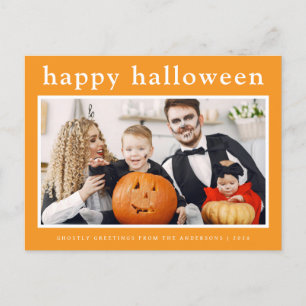 Minimal Spooky Happy halloween-familjens 1-foto Helg Vykort