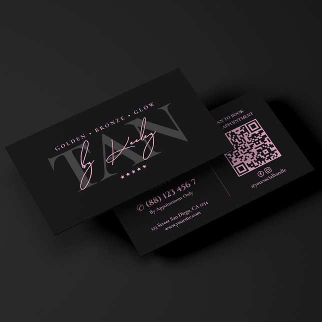 Minimal spraytanartist lyx rosa svart visitkort (Minimal Spray Tanning Artist Luxury Pink Black Business Card
)