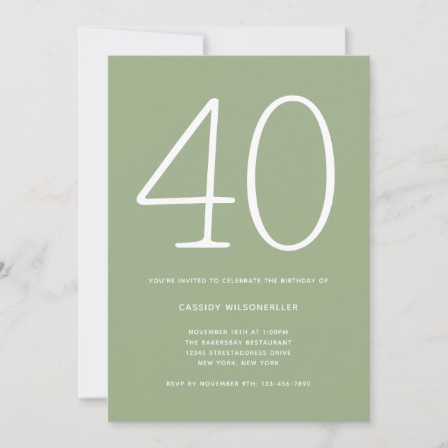 Minimal spridning 40:e födelsedagen inbjudningar (Framsida)