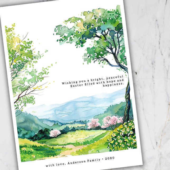 Minimal Spring Landscape Art Easter Greetings Card Julkort (Skapare uppladdad)