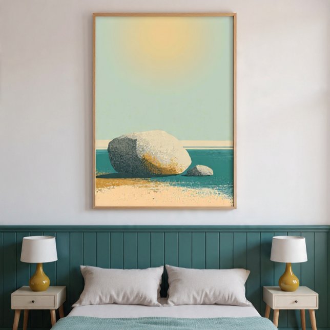 Minimal sten strand väggkonst för vardagsrumsdekor (Skapare uppladdad)