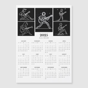 Minimal Stick figur Guitar 2025 Magnetisk kalender