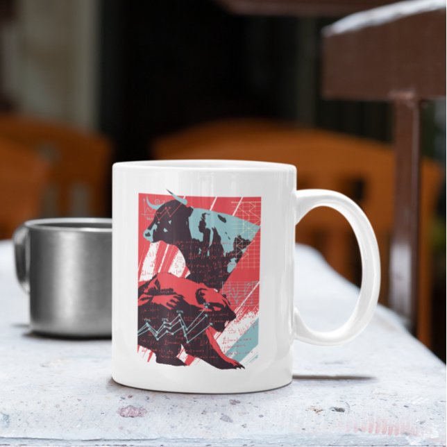 Minimal Stock Market Bull Bear Chart Kaffemugg (Minimal Stock Market Bull Bear Chart Coffee Mug)