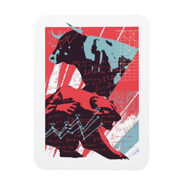 Minimal Stock Market Bull Bear Chart Magnet (Vertikal)