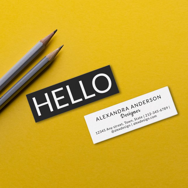 Minimal stor typografi Hej Elegant Modern Mini Visitkort (Minimal Large Typography Hello Elegant Modern Mini Business Card)