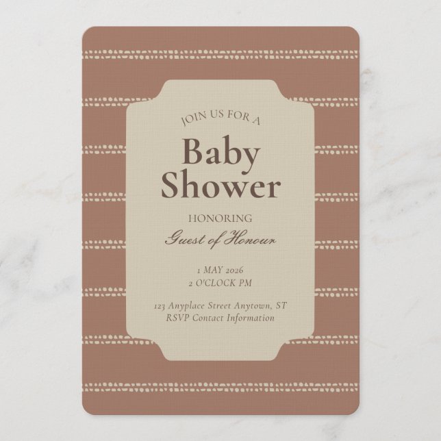 Minimal Stripe Geometric Unisex Beige Brown Inbjudningar (Framsida)