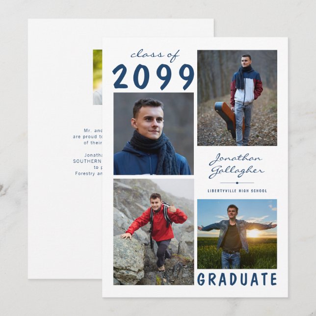 Minimal Studenten 5-fotokollage Meddelande (Fram/baksida)