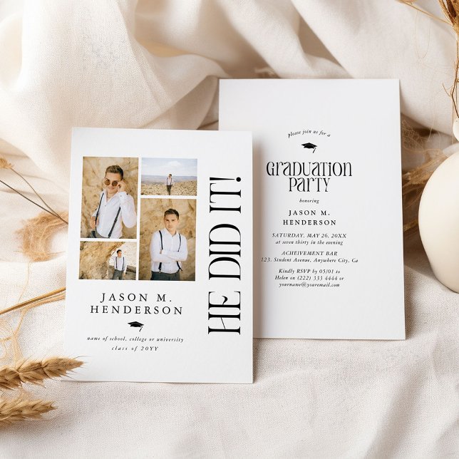 Minimal Studentfest för fotokollage Inbjudningar (Skapare uppladdad)