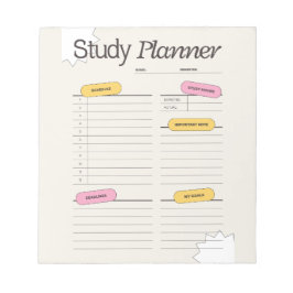 Minimal Study Planner With Hourly Schedule Anteckningsblock