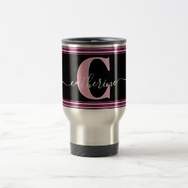 Minimal Stylish Monogram Name Black White Hot Pink Resemugg