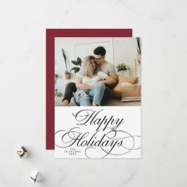 Minimal Stylish Photo Elegant Red Photo Christmas Julkort