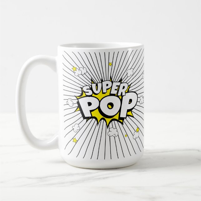 Minimal SUPER POP! Tecknad serie Popkonst Popcorn  Kaffemugg (Vänster)