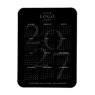 Minimal Svart 2027 Kalender Företag Logotyp Magnet
