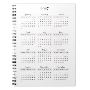 Minimal Svart 2027 Kalender Valfri bakgrundsfärg Anteckningsbok