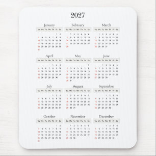 Minimal Svart 2027 Kalender Valfri bakgrundsfärg Musmatta
