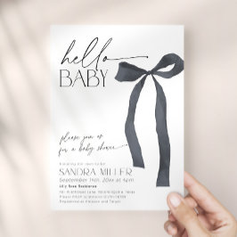 Minimal Svart Båge Coquette Baby Shower Inbjudningar