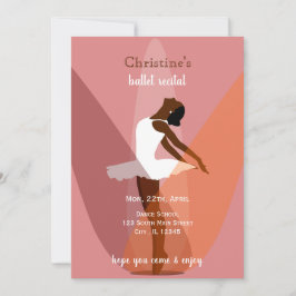 Minimal svart ballerina illustration dansrecital inbjudningar