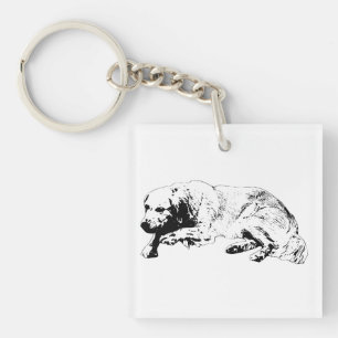 Minimal Svart Bläck Hund Nyckelring För Stark Lugn
