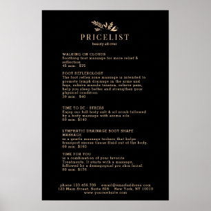 Minimal Svart Botanisk Salong Prislista Affisch