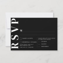 Minimal Svart Bröllop RSVP-kort
