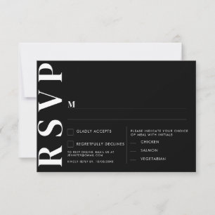 Minimal Svart Bröllop RSVP-kort Inbjudningar