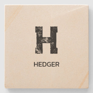 MINIMAL SVART EN BOKSTAV MONOGRAM NAMN SANDSTEN STENUNDERLÄGG