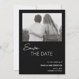 Minimal svart foto Modern Bröllop Spara Datumet