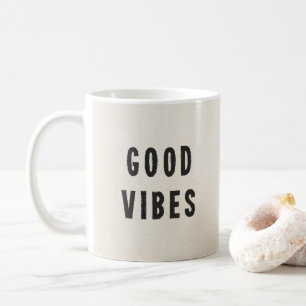 Minimal svart + Frånvit bra Vibes-typografi Kaffemugg