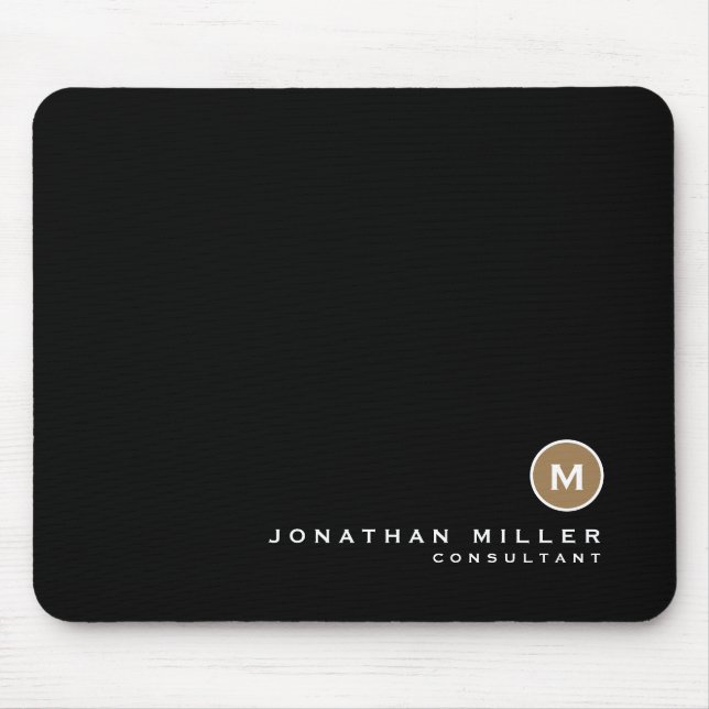 Minimal svart Guld Classic Monogram Musmatta (Framsidan)