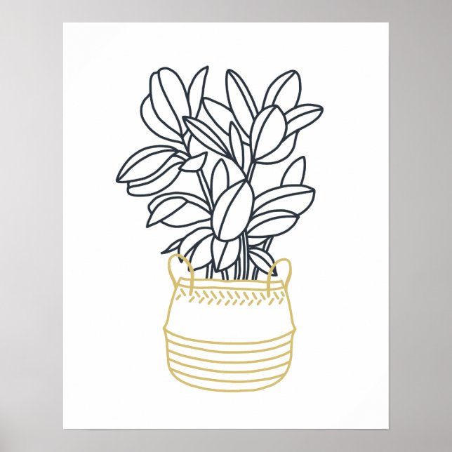 Minimal svart Guld-dammsugare med Basket Poster (Framsidan)