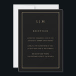 Minimal svart Guld-monogram enkelt Elegant bröllop Inbjudningar<br><div class="desc">En enkel bröllopsinbjudan med en modern men ändå elegant design med dina två brev monogram överst och dina detaljer omgivna av ett tunt gräns. Färgen typsnitt och bakgrunden kan ändras till valfritt färg genom att klicka på knappen "anpassa". En chic och snyggt som är underbar för ett minimalistiskt par.</div>
