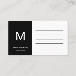 Minimal Svart Initial Påminnelse Visitkort