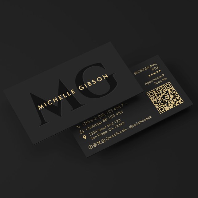 Minimal Svart Initialer Konsulterande Professionel Visitkort (Minimal Black Initials Consulting Professional Business Card
)