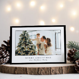 Minimal Svart Kant Foto Elegant Jul Julkort