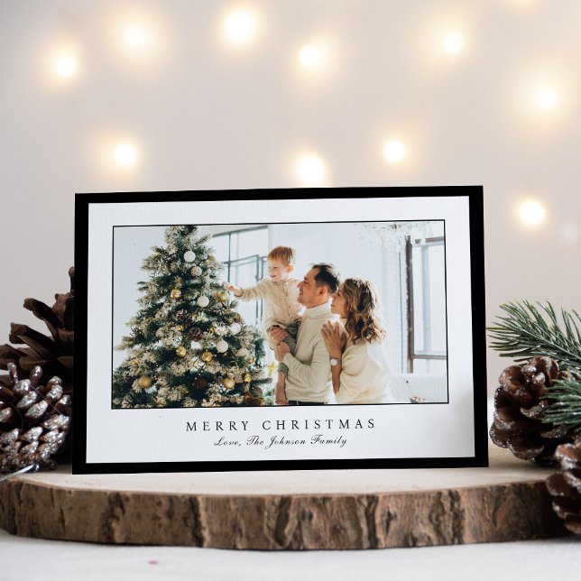 Minimal Svart Kant Foto Elegant Jul Julkort (Skapare uppladdad)
