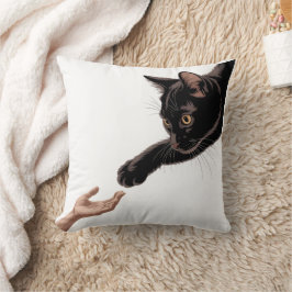 Minimal svart katt & mänsklig kontakt kastkudde kudde