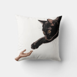Minimal svart katt & mänsklig kontakt kastkudde kudde