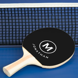 Minimal svart, klassiskt monogram Namn Pingisracket