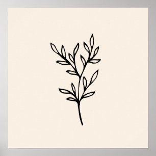Minimal svart Löv Poster