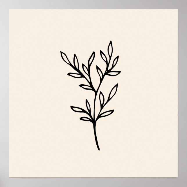 Minimal svart Löv Poster (Framsidan)