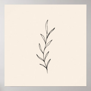 Minimal svart Löv Poster