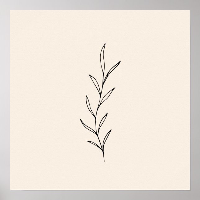 Minimal svart Löv Poster (Framsidan)